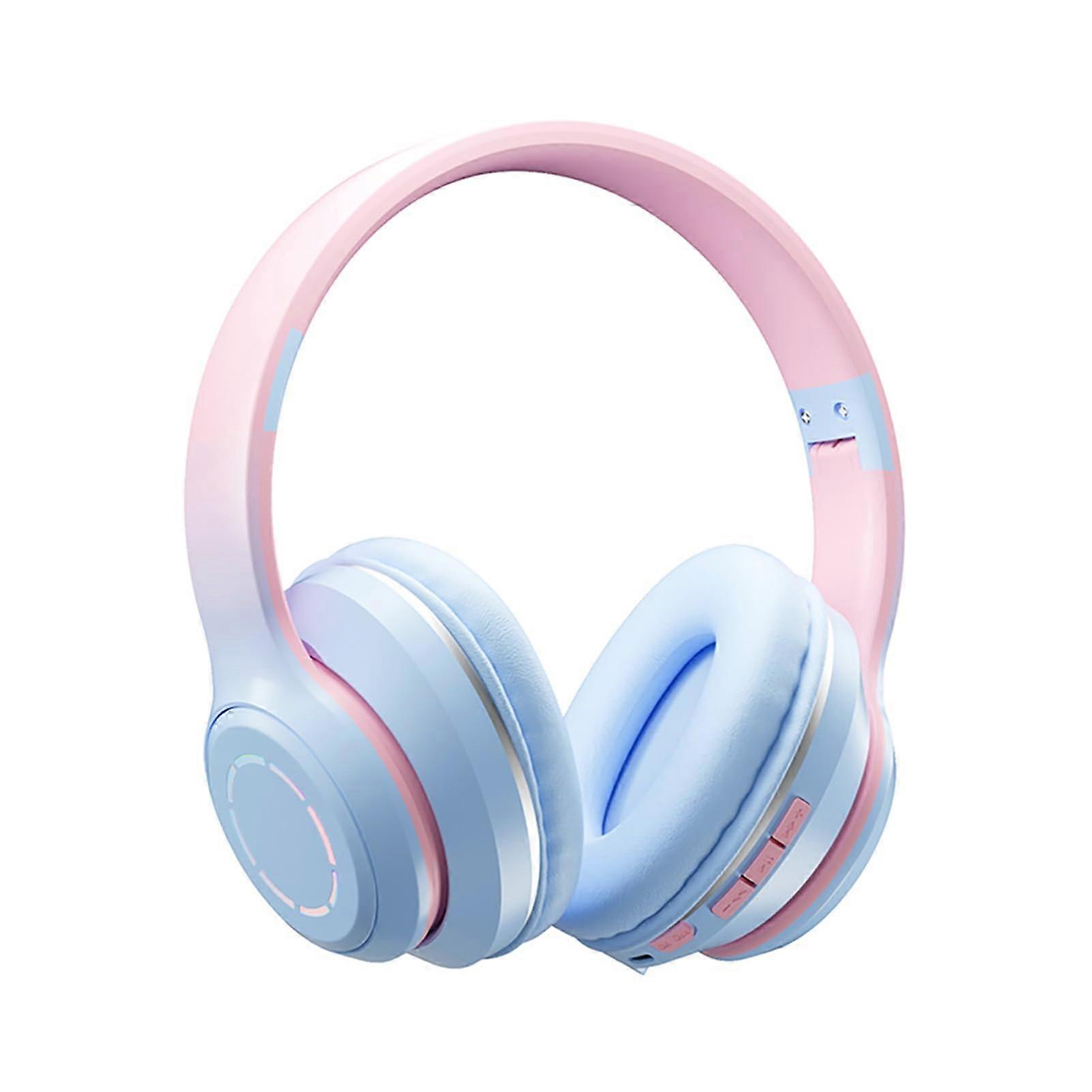 BT Wireless OnEar Headphones With BuiltIn Mic, Bluetooth 5.2, Foldable, Memory Card, LED, 18H, 800mAh, Black/Blue