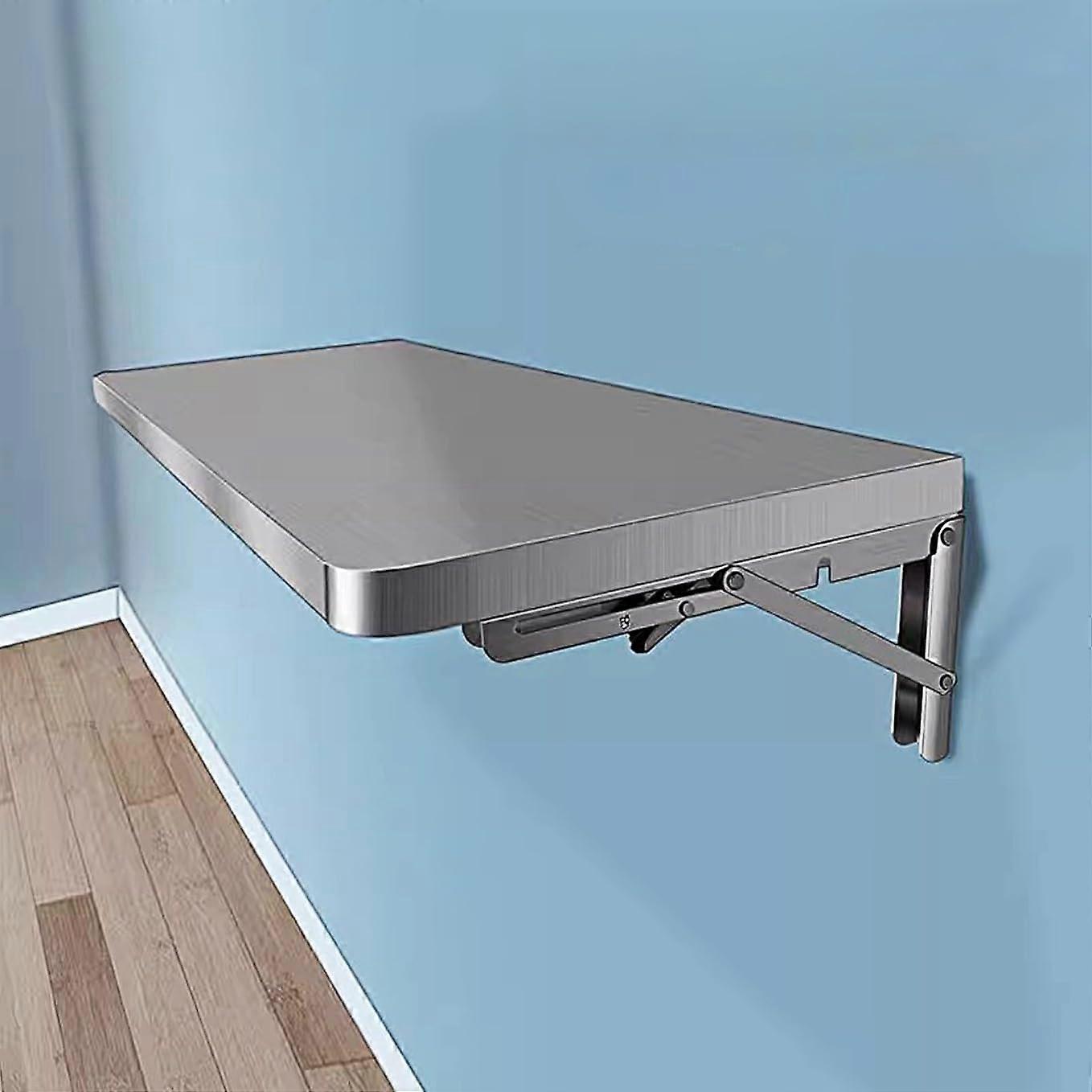 Stainless Steel Wall Mounted Folding Table Desk, Heavy Duty SpaceSaving Workbench 80x30cm