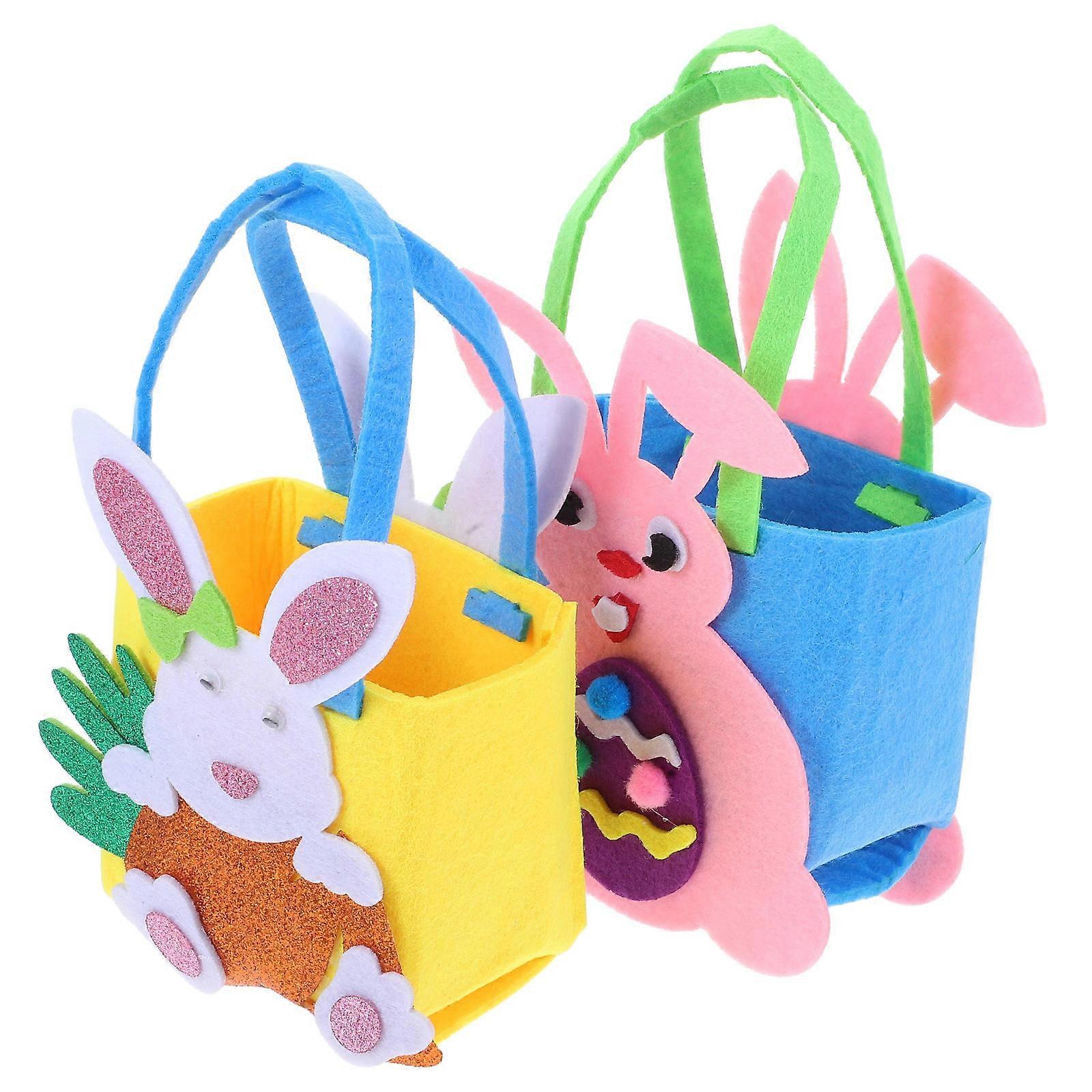 Assorted Color Easter Bunny Felt Candy Bags for Storage 2Pcs Pack