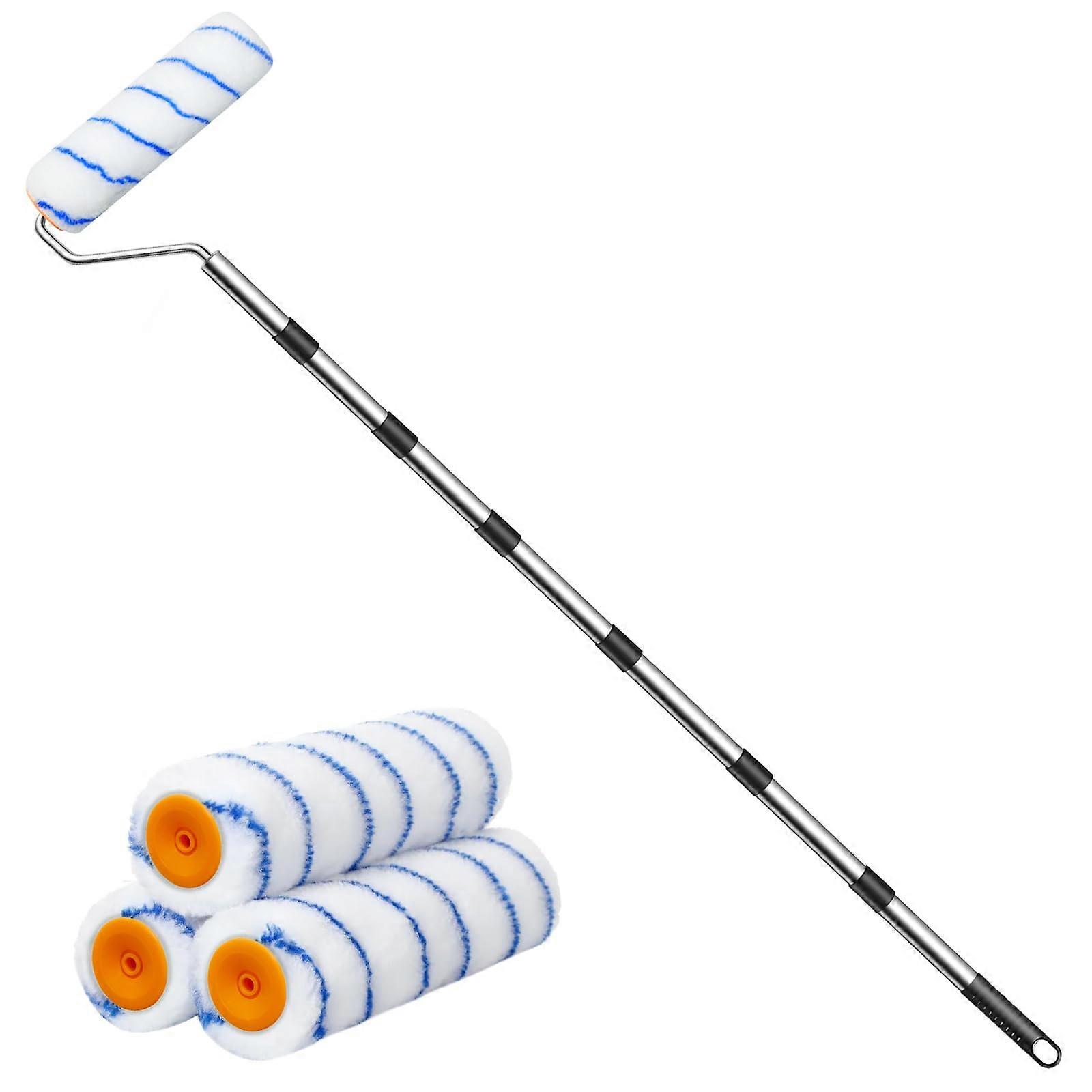 Paint Roller Set with Adjustable Long Handle for Walls and Ceilings, Ladder 7.2ft Kit