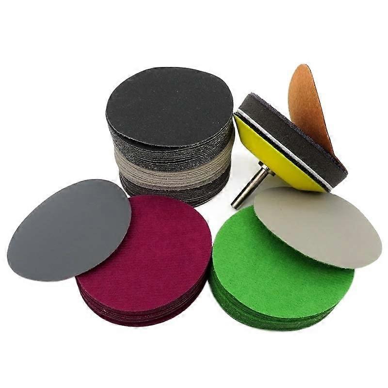 50pcs 3 Inch Sanding Disc Set MultiGrit 75mm Hook and Loop Wet Dry Pads with Soft Interface