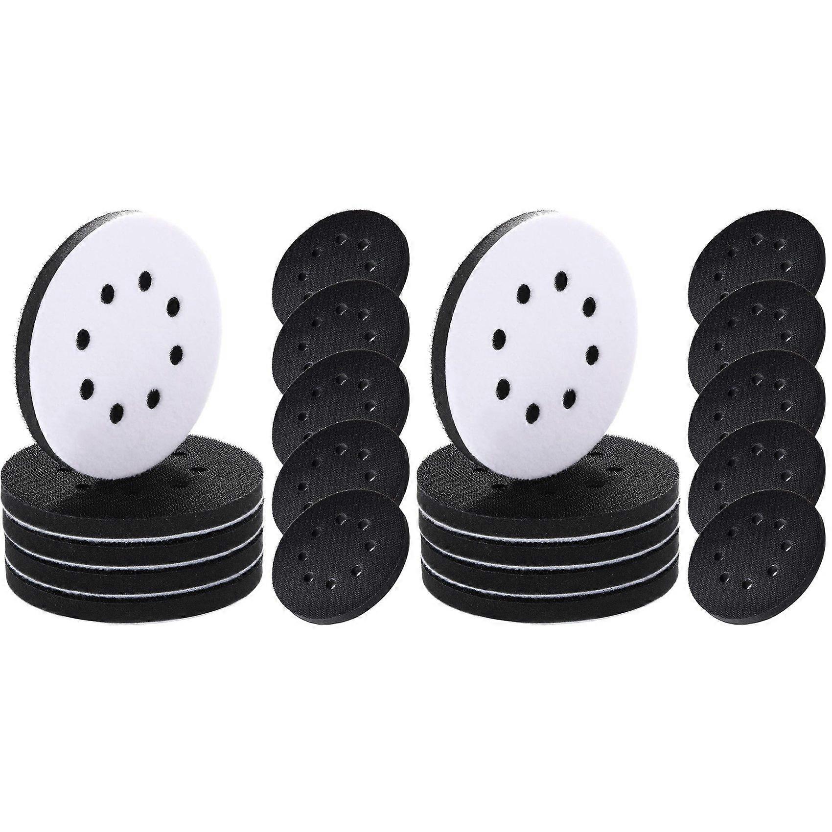 20 Pcs Soft Density Interface Pads 5inch 8 Holes Hook and Loop Sponge Cushion Buffer Backing Pad Sanding Interface Pad