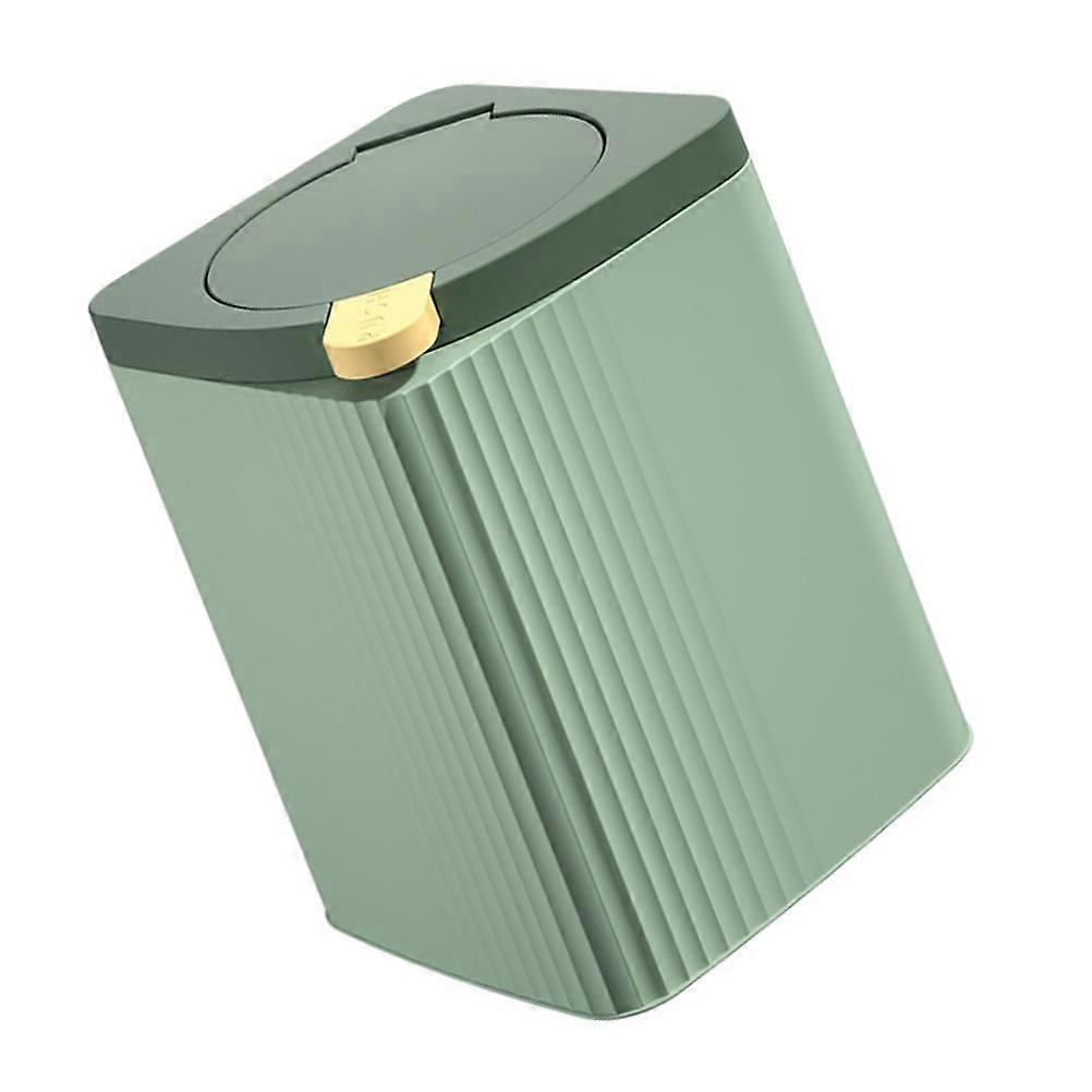 Green Plastic Square Garbage Can for Household Use with Press Type Lid
