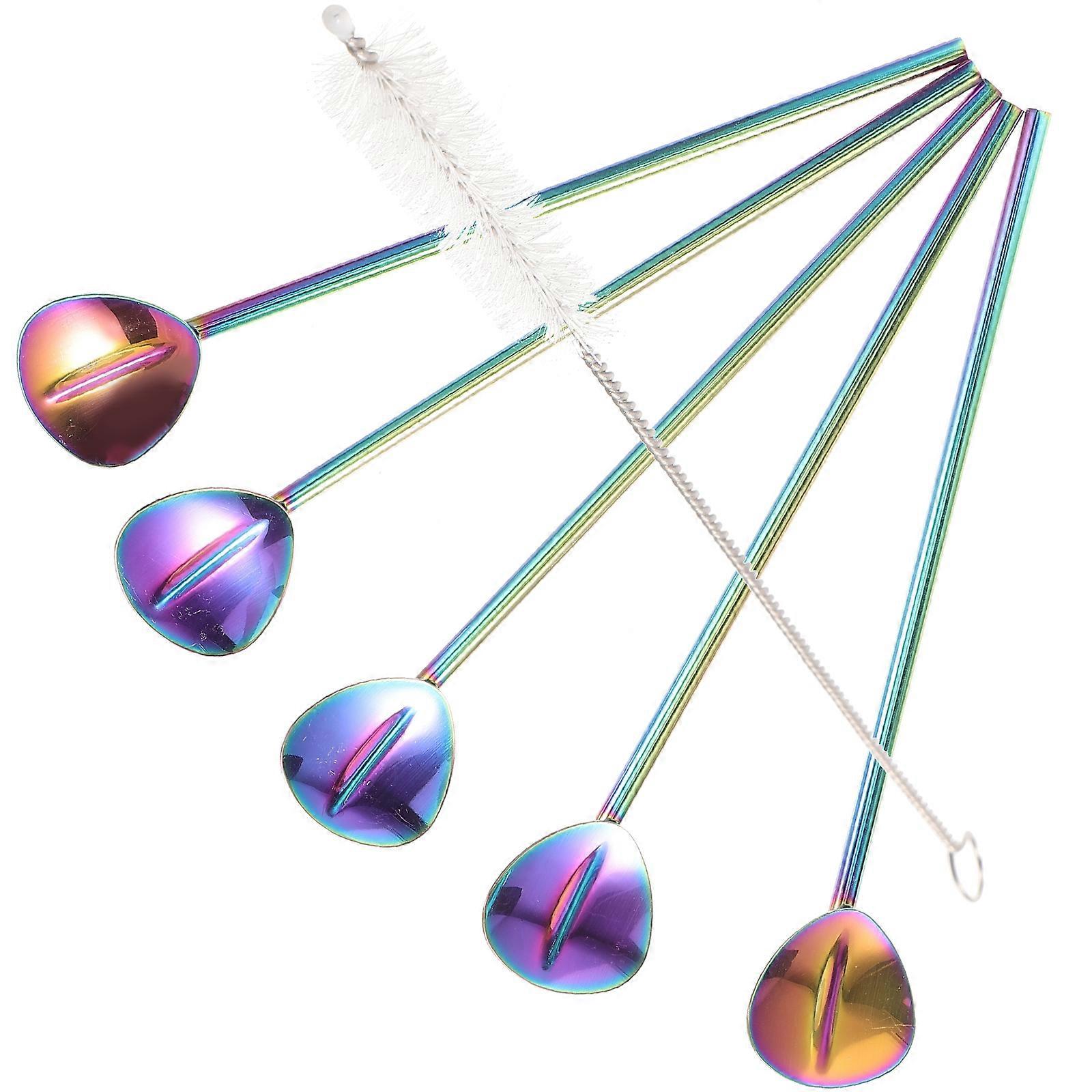 Metal Spoon Straws Craftsmanship Suitable For Various Occasions 6Pcs