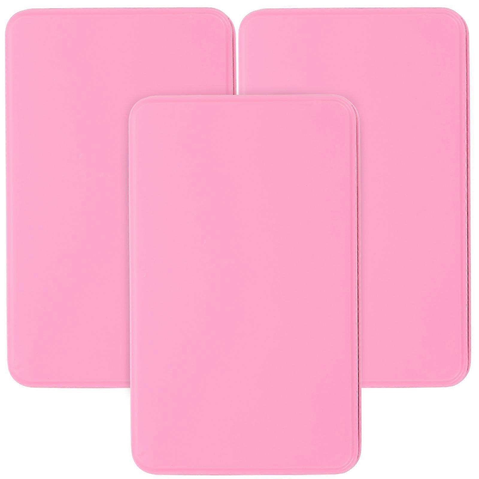 Empty Hinged Tin Box Containers Dust-Proof Gift Packaging General Users 3Pcs Pink 19.00X12.00X4.80CM