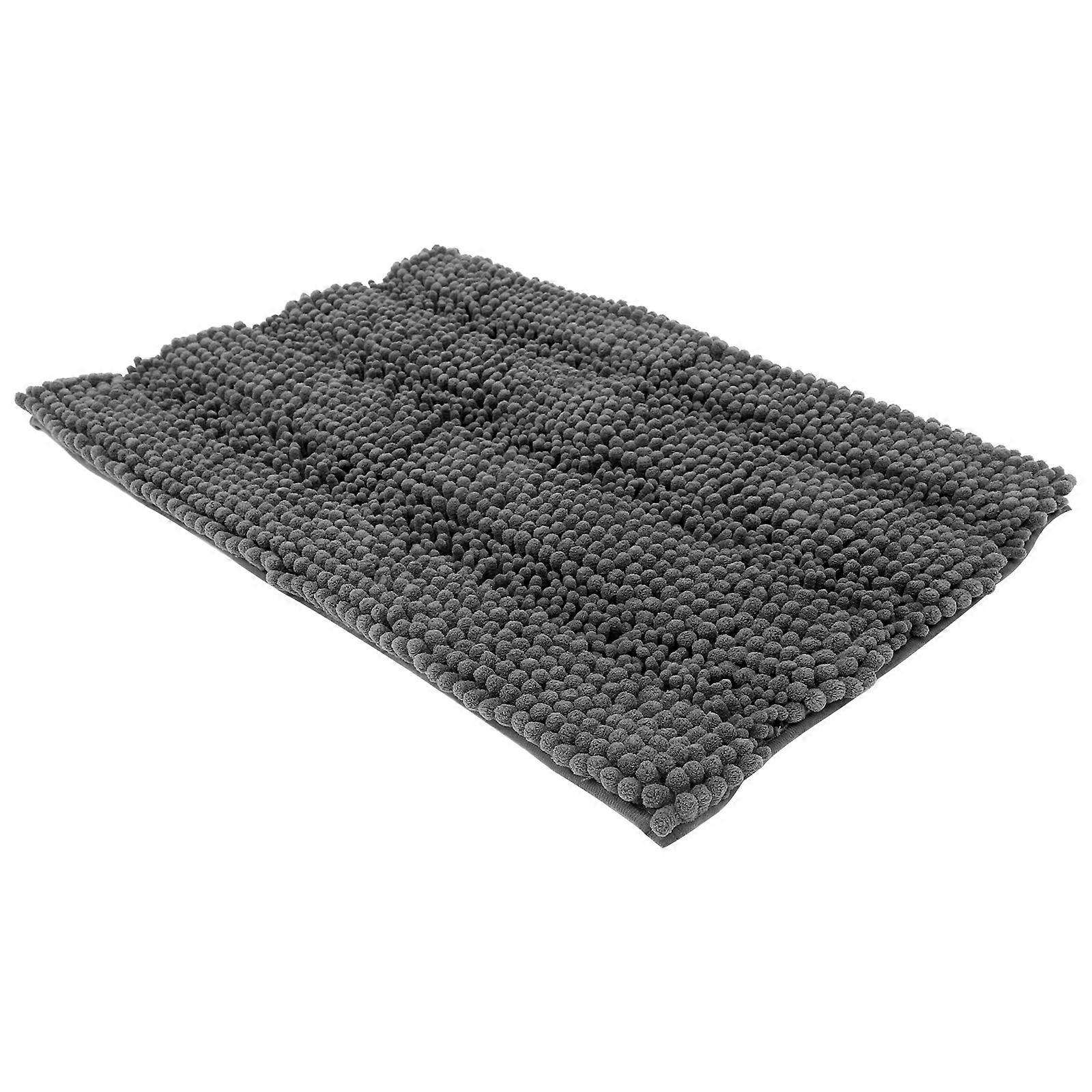 Rectangular Bath Rug For Bathroom Entryway 60x40cm Dark Grey Absorbent 1 Set