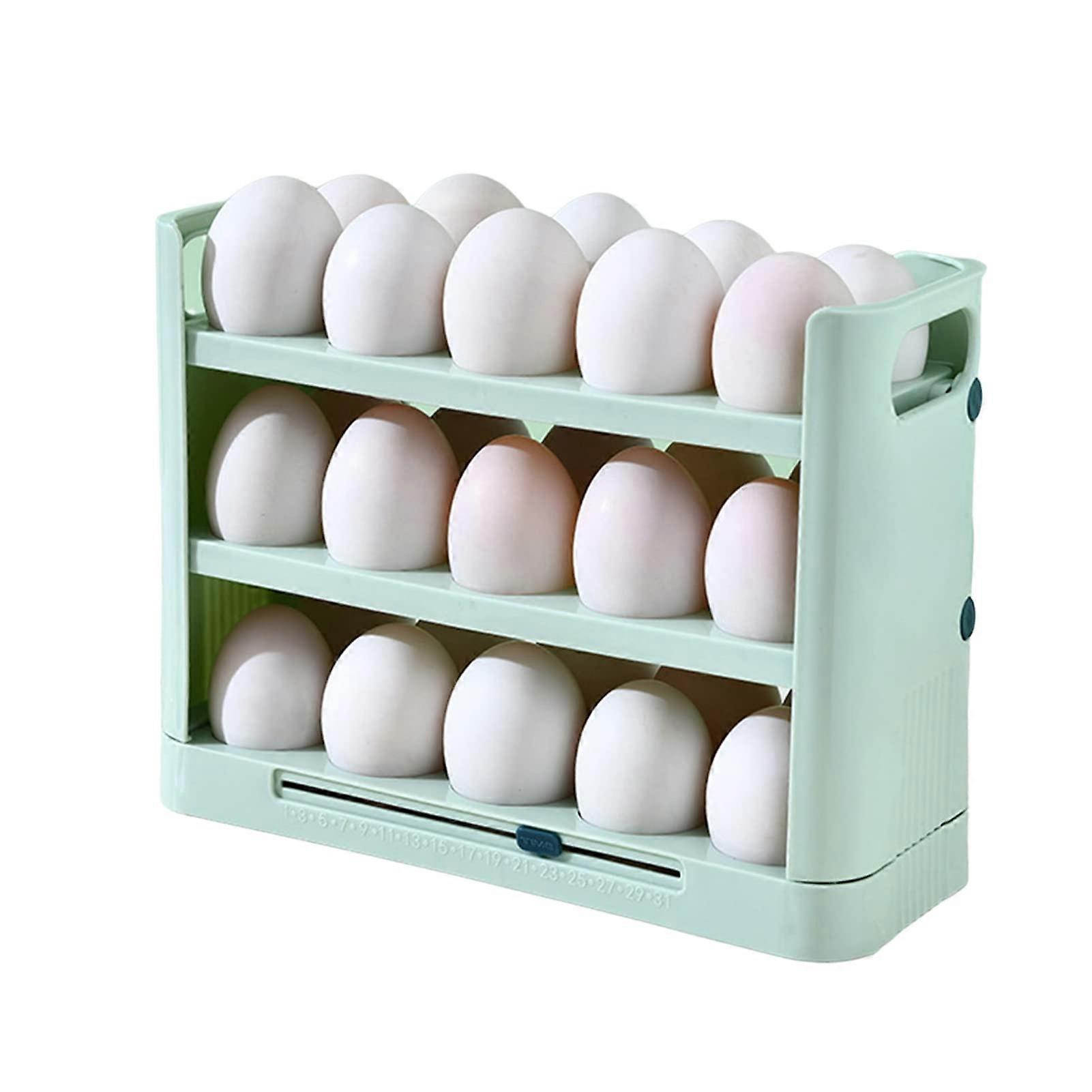 Egg Storage Container 30 Grid Large Capacity Egg Holder for Refrigerator with Handle Stackable Transparent
