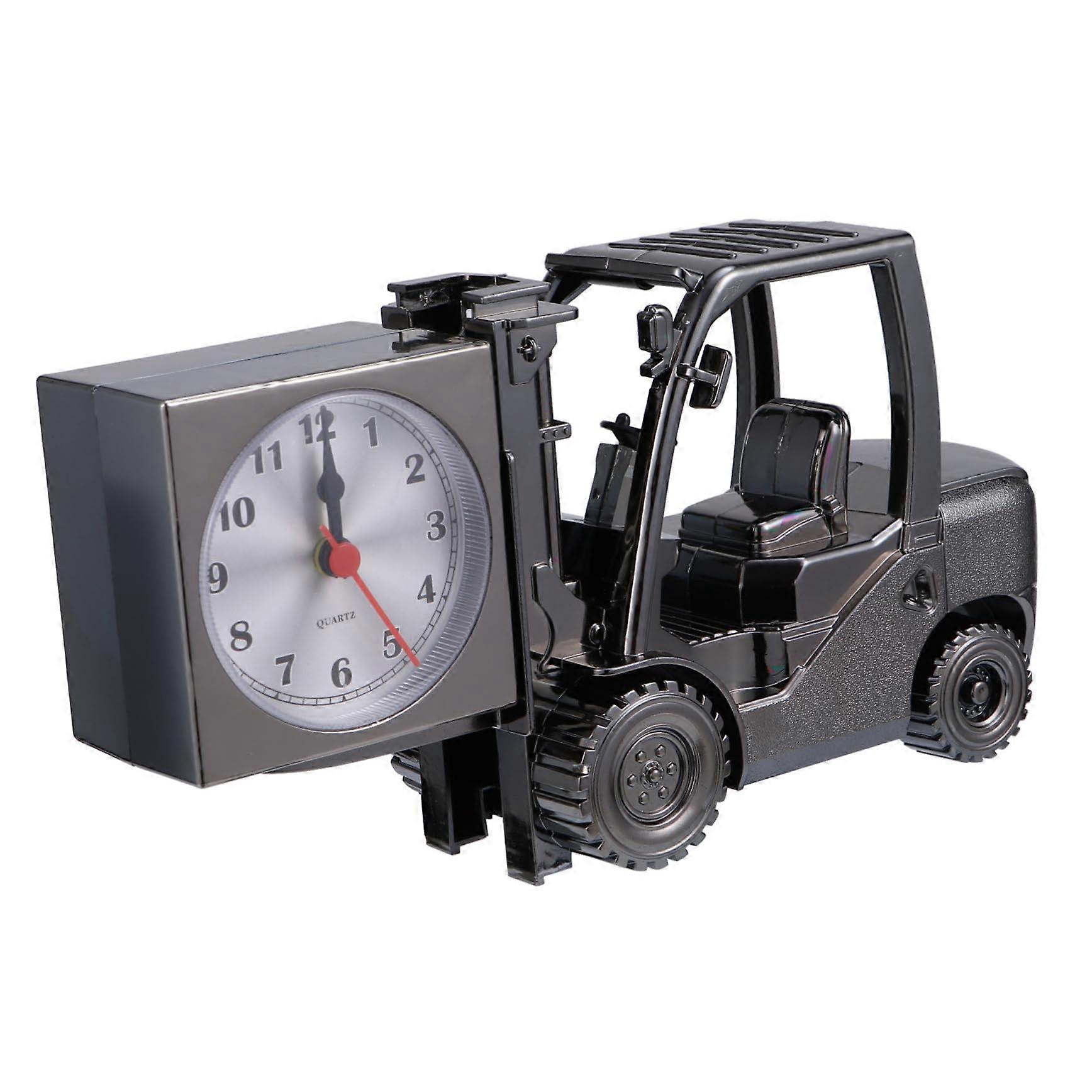 Vintage Forklift Desk Clock Retro Metal Table Clock Creative Home Decor for Office or Study