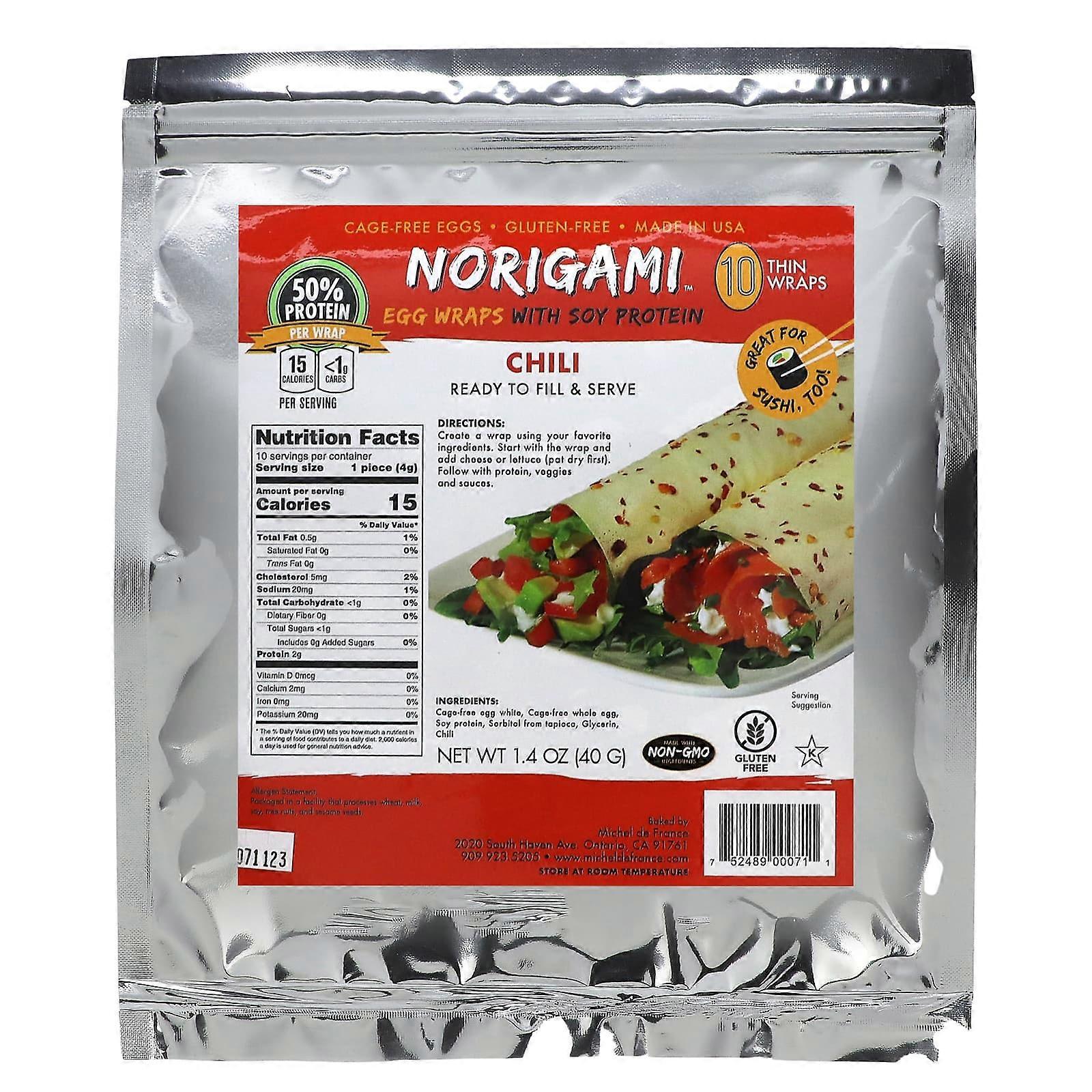 Egg Wraps with Soy Protein, Chili, 10 Thin Wraps, 1.4 oz (40 g)