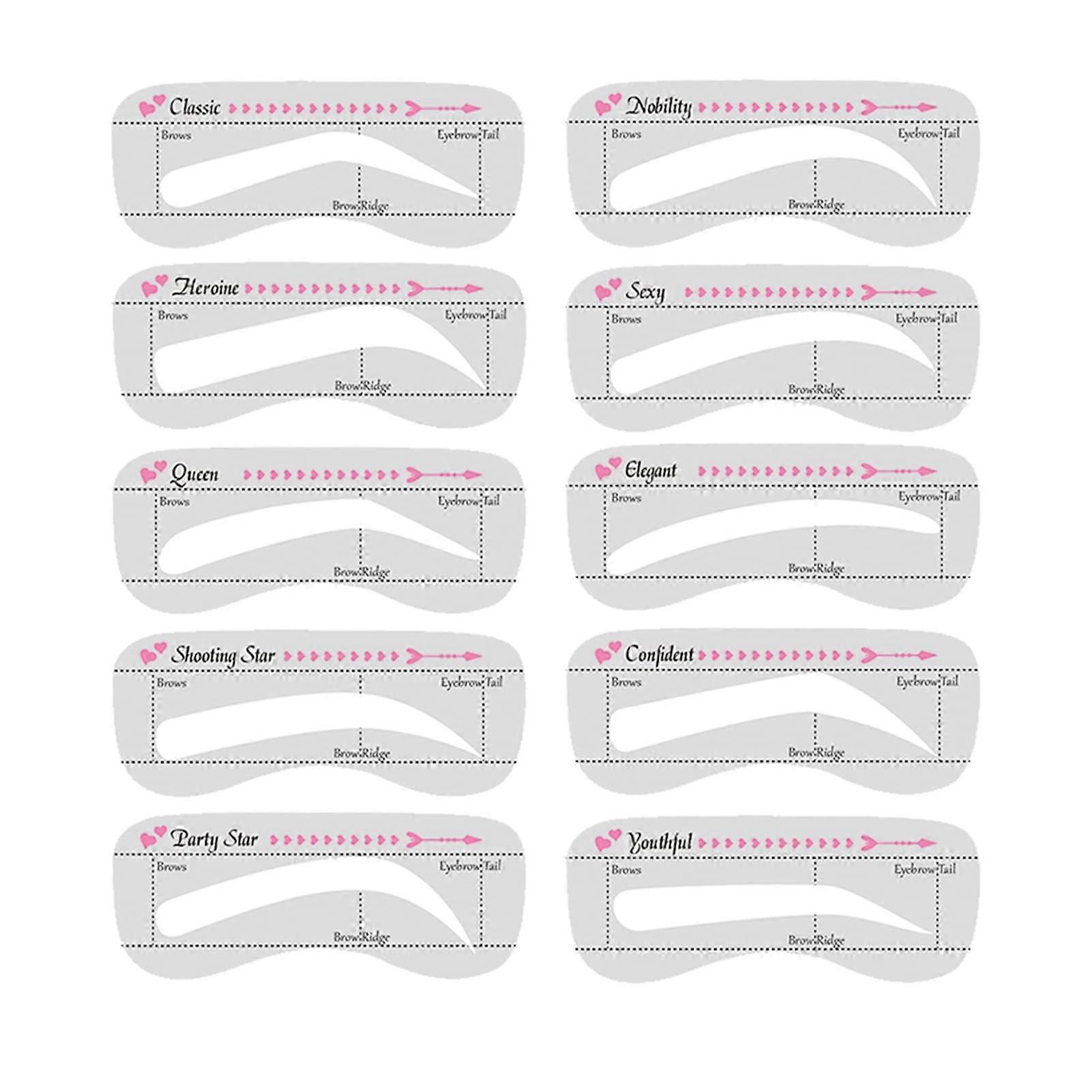 Eyebrow Stencil Kit with One Step Eyebrow Template, Ergonomic Brow Design, Skinfriendly Surface, White