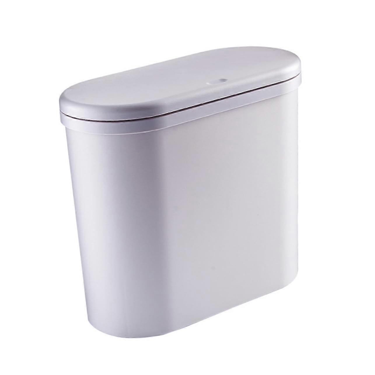 Bathroom Trash Can with PressType Lid, Large Capacity Plastic Garbage Bin, Modern Home Style
