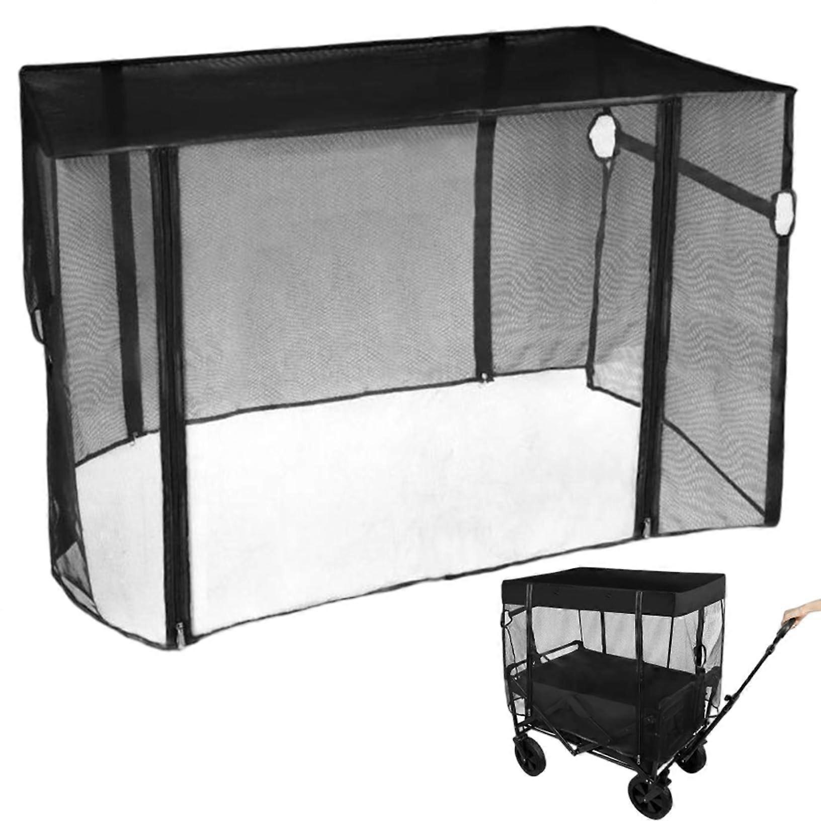 Rainproof Sunproof Wagon Canopy with Zipper, Collapsible Mesh Cover for Camping and Picnic