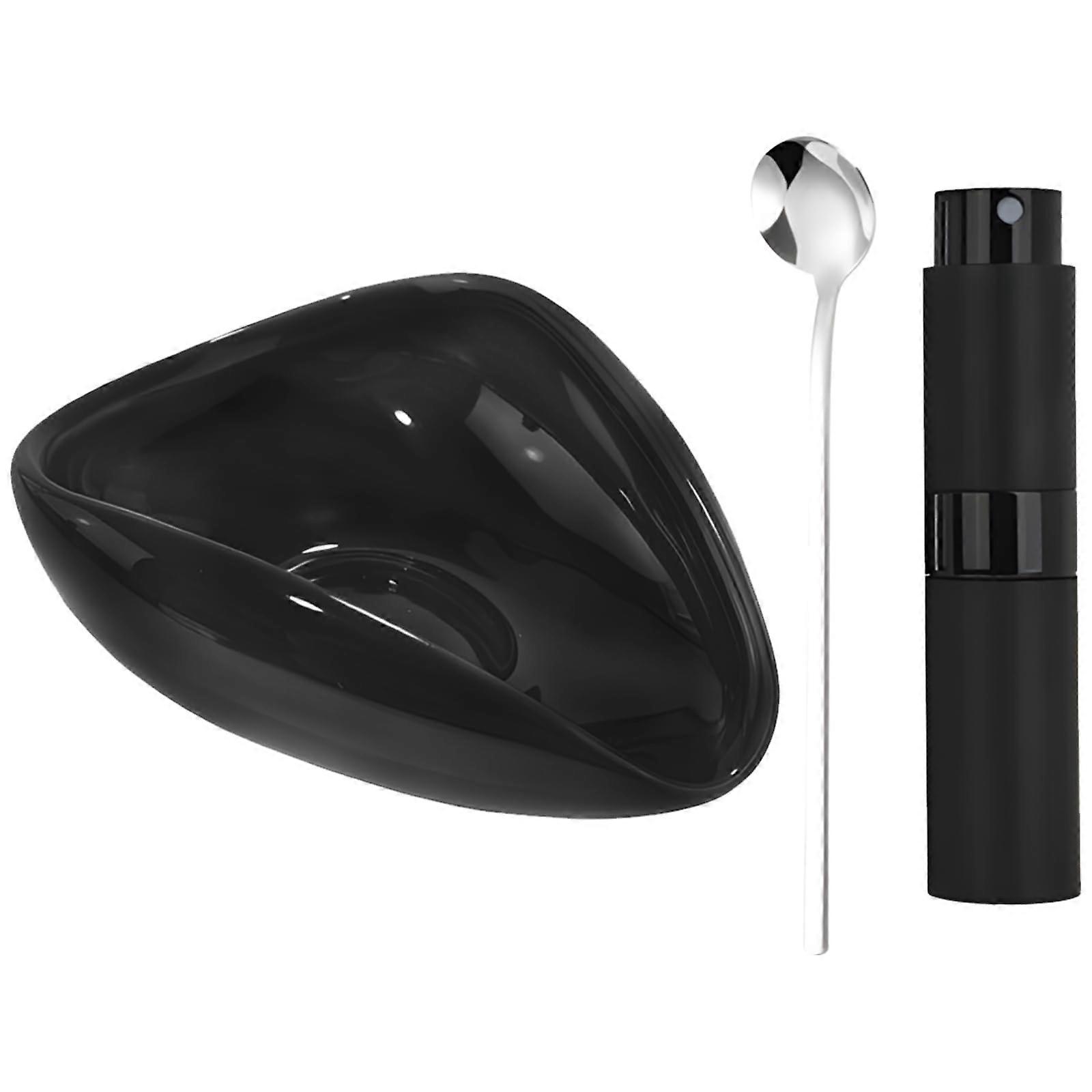 Coffee Dosing Cup Set with Ceramic Triangle Bowls, Glass Bean Sprayer and Spoon for Espresso Brewing