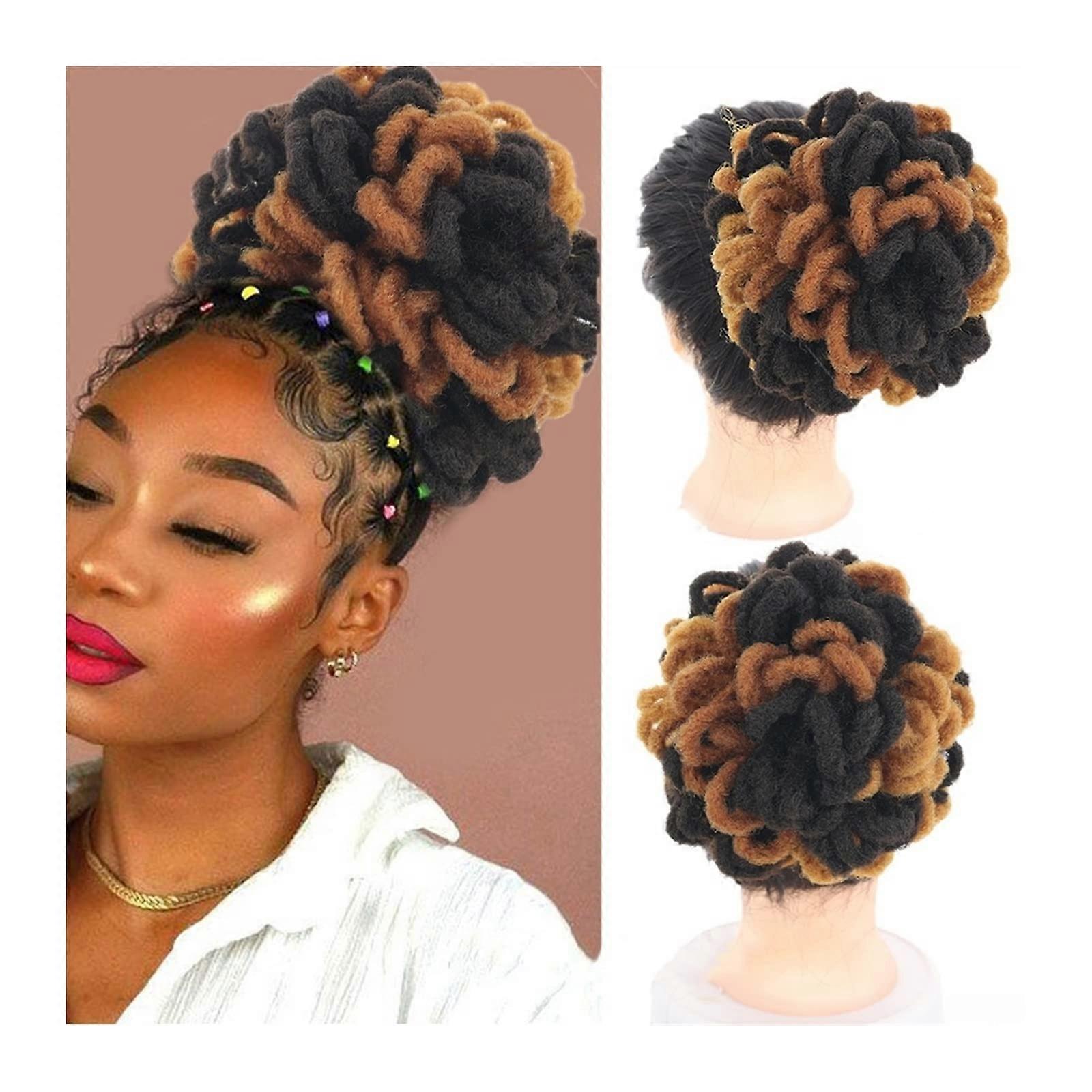 Synthetic Dreadlocks Bun Afro Puff Drawstring Ponytail Extension with Secure Clipin Design Color 30