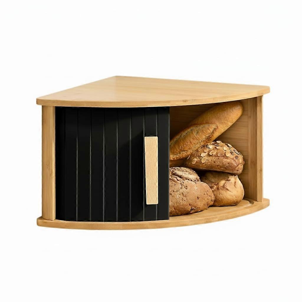 Bamboo Corner Bread Box with DualSide Sliding Door, SpaceSaving Bin for Small Kitchens