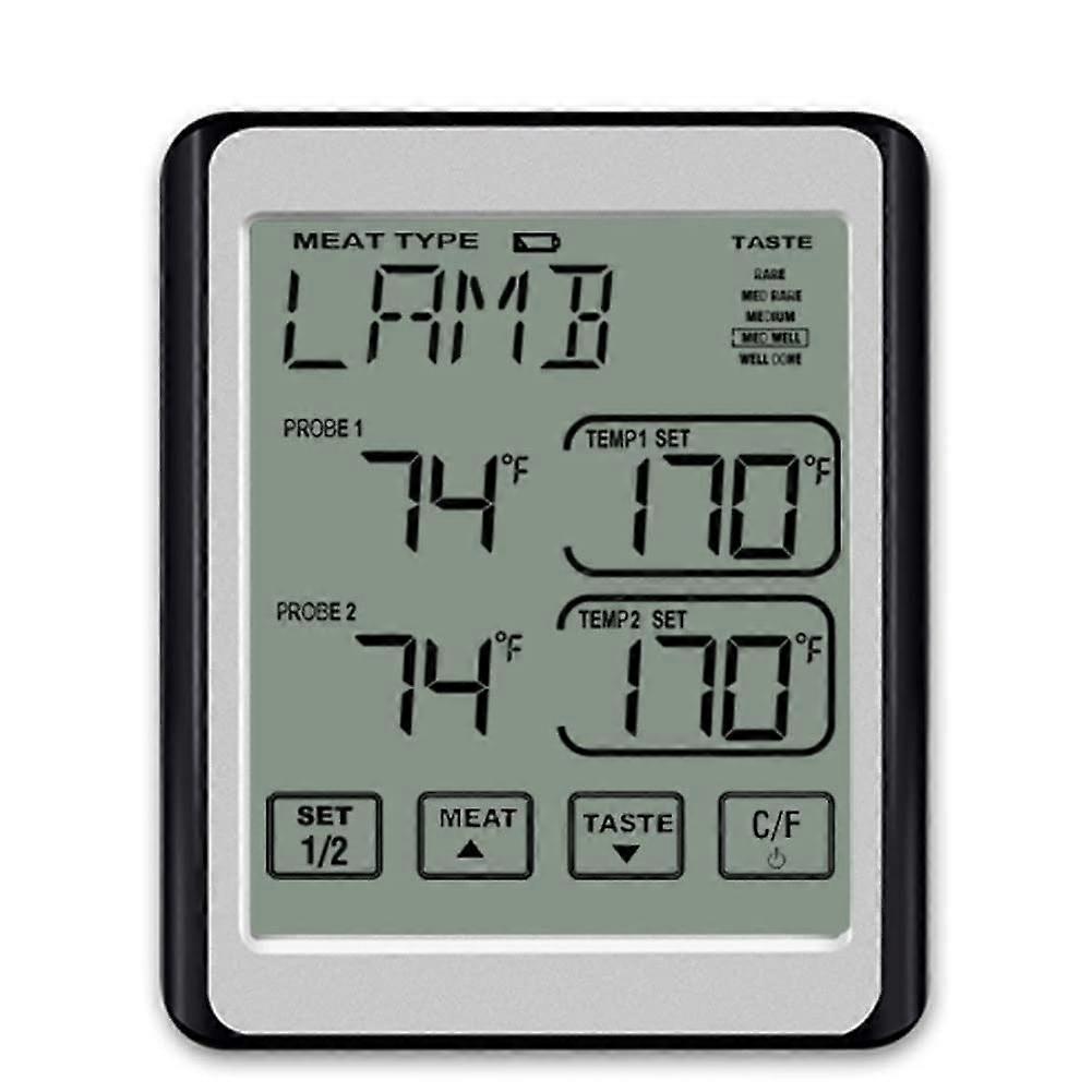 Digital Meat Thermometer with Backlight, Programmable Alerts, Timer, HeatResistant Probe for Grill