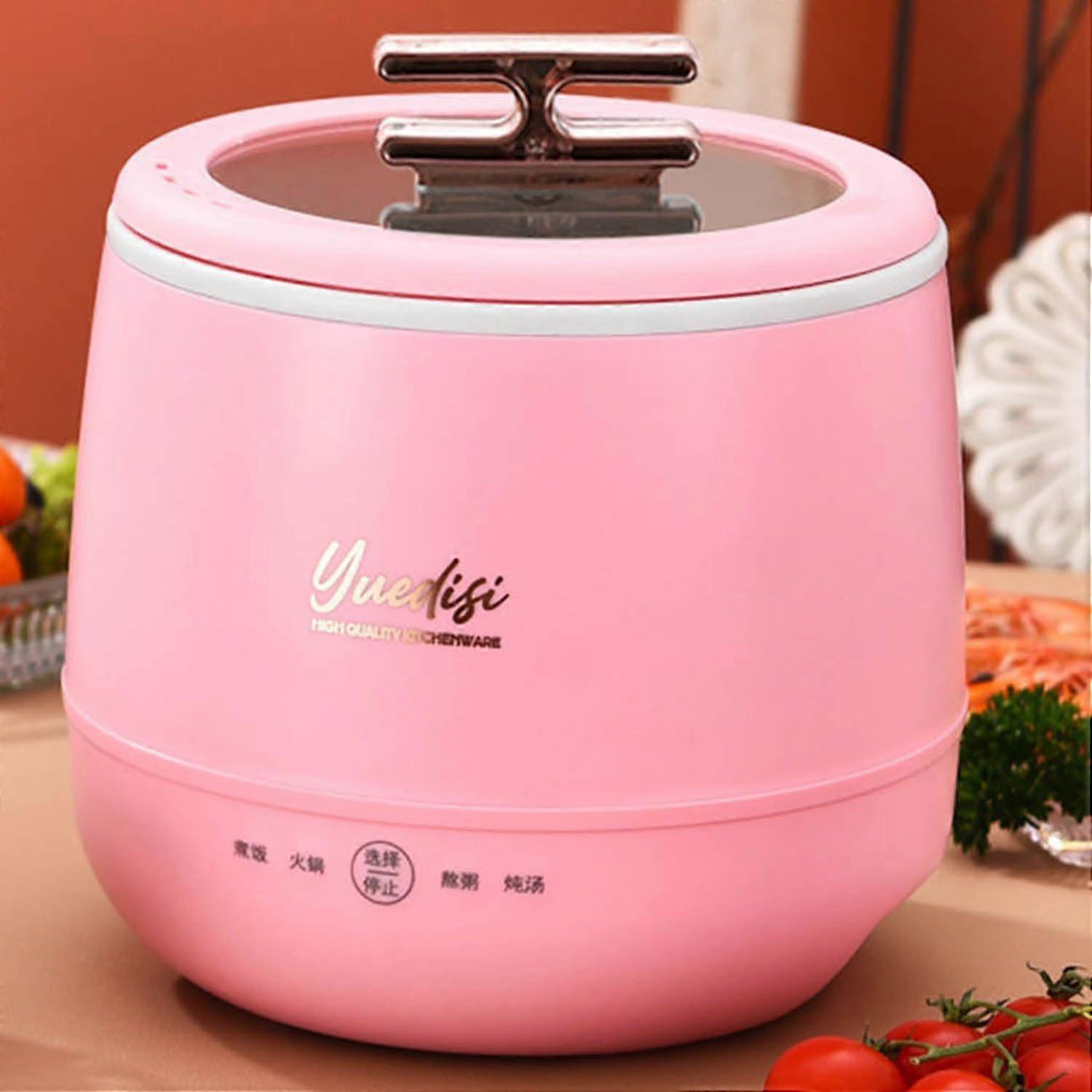Small Rice Cooker 1.8L for 23 People with Nonstick Inner Pot and Keep Warm Function Pink