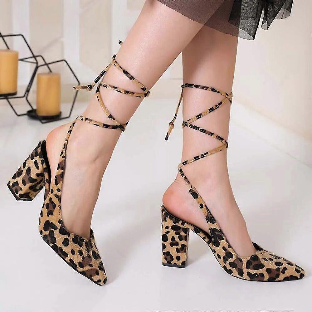 Leopard Criss Cross Straps Sandals for Women
