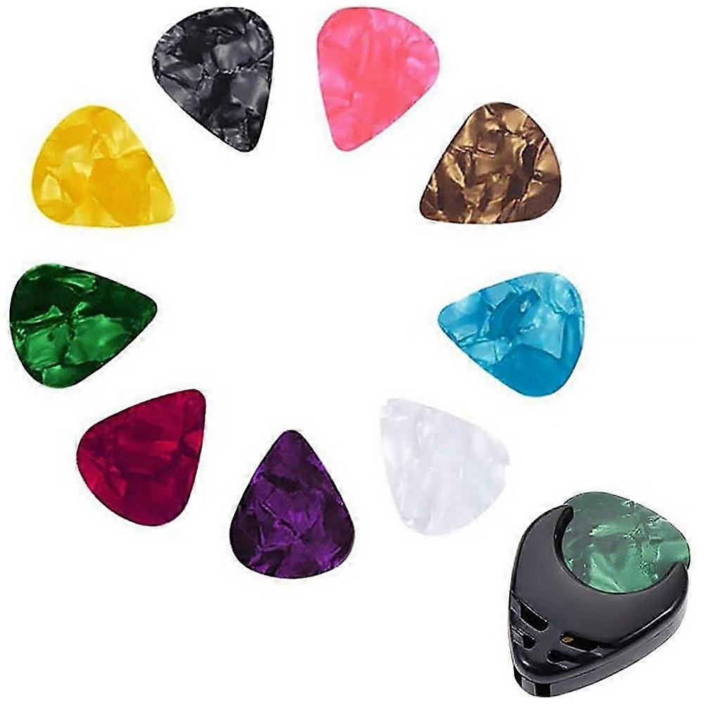 LYEAA Celluloid Guitar Picks with Holder, 10 Pcs MultiThickness Electric Guitar Pick Set
