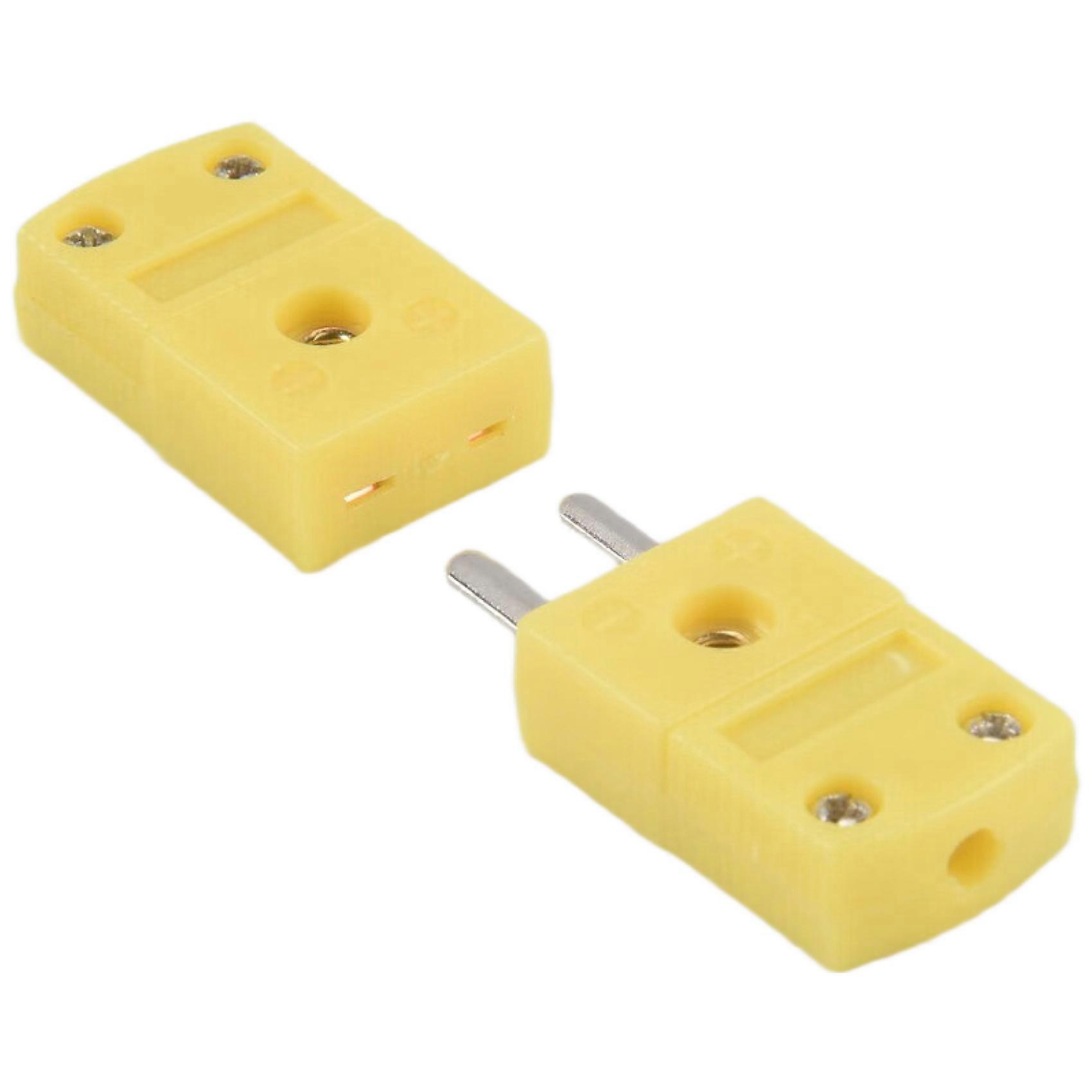Yellow Plastic Shell K Type Thermocouple Plug Socket Connector Set