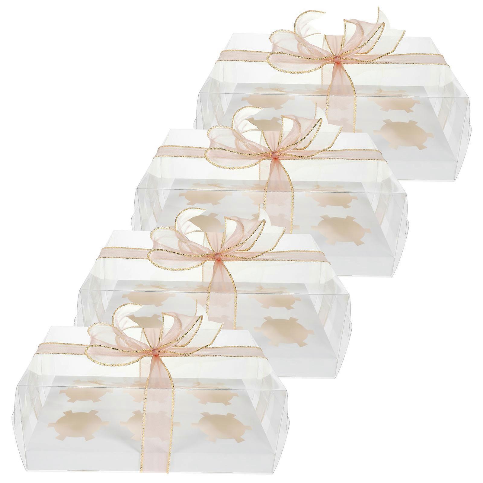 Cupcake Boxes Bakery Box for Packaging 4Pcs Transparent Clear Design