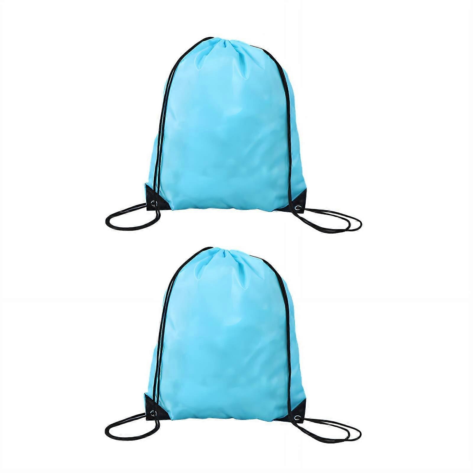 2Pcs Drawstring Backpack Quick-Adjust Shoulder Straps Drawstring Bags Maximum Storage Minimal Weight Draw String Back Bag Style8 Blue