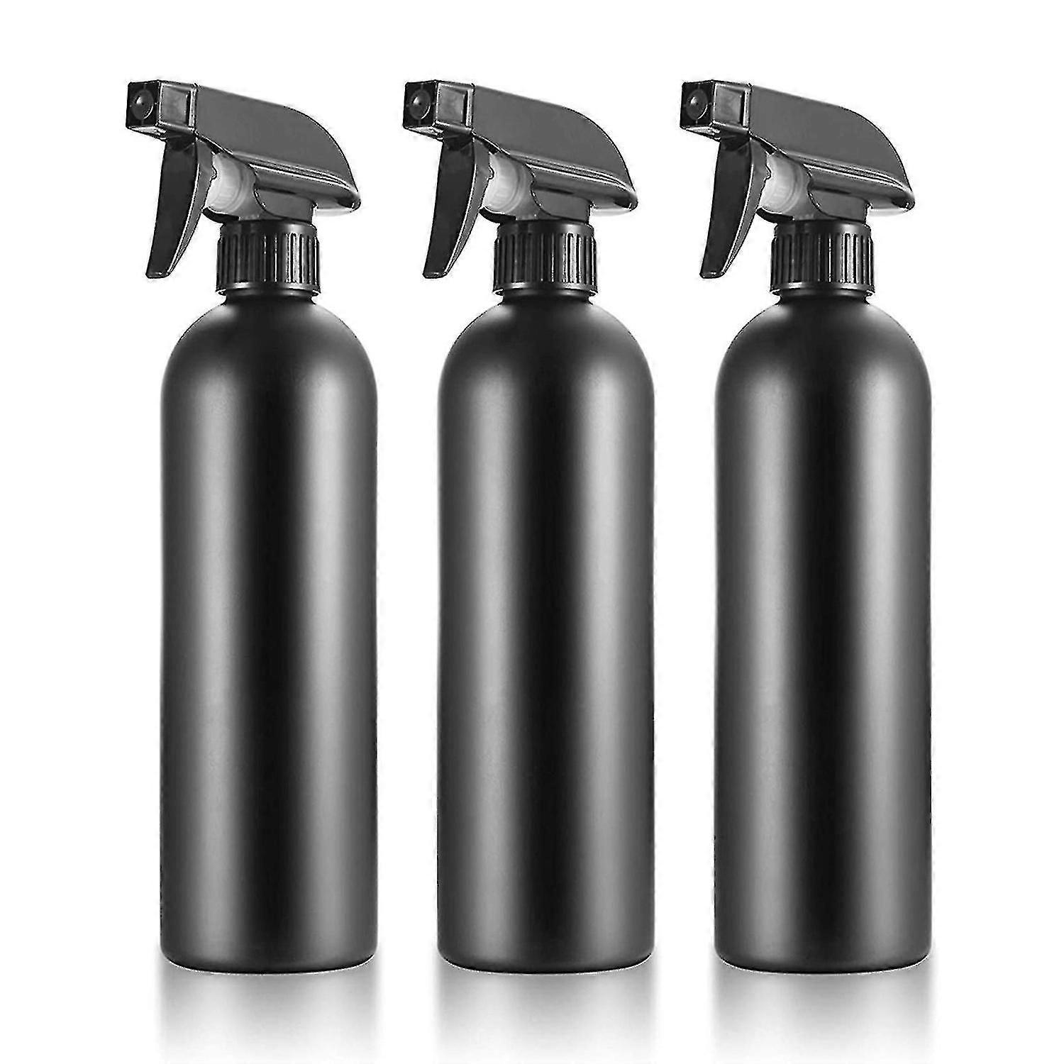 3 Pcs Spray Bottles Empty Black Adjustable Nozzle Refillable For Clean Solutions
