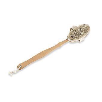 Brosse de douche à gommage arrière à poils naturels avec poignée en bois longue détachable D