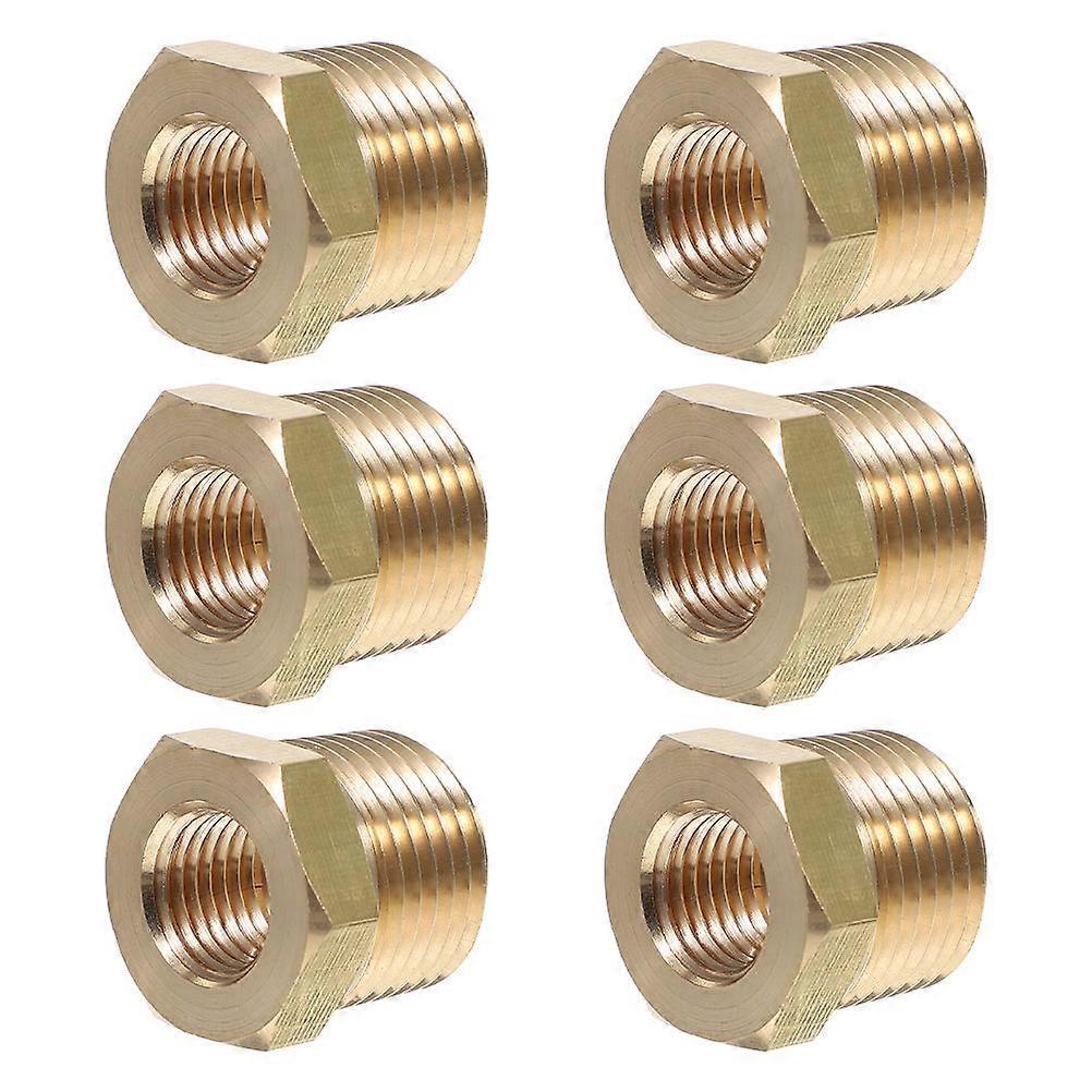 Reducer Hose Bushing Copper Hexagonal Threaded Adapter for Pipe Fittings 6Pcs