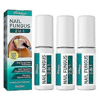 Set di 3 spazzolini per unghie antimicotici, 2 in 1: trattamento e sbiancamento delle unghie, 5 ml_DuibY