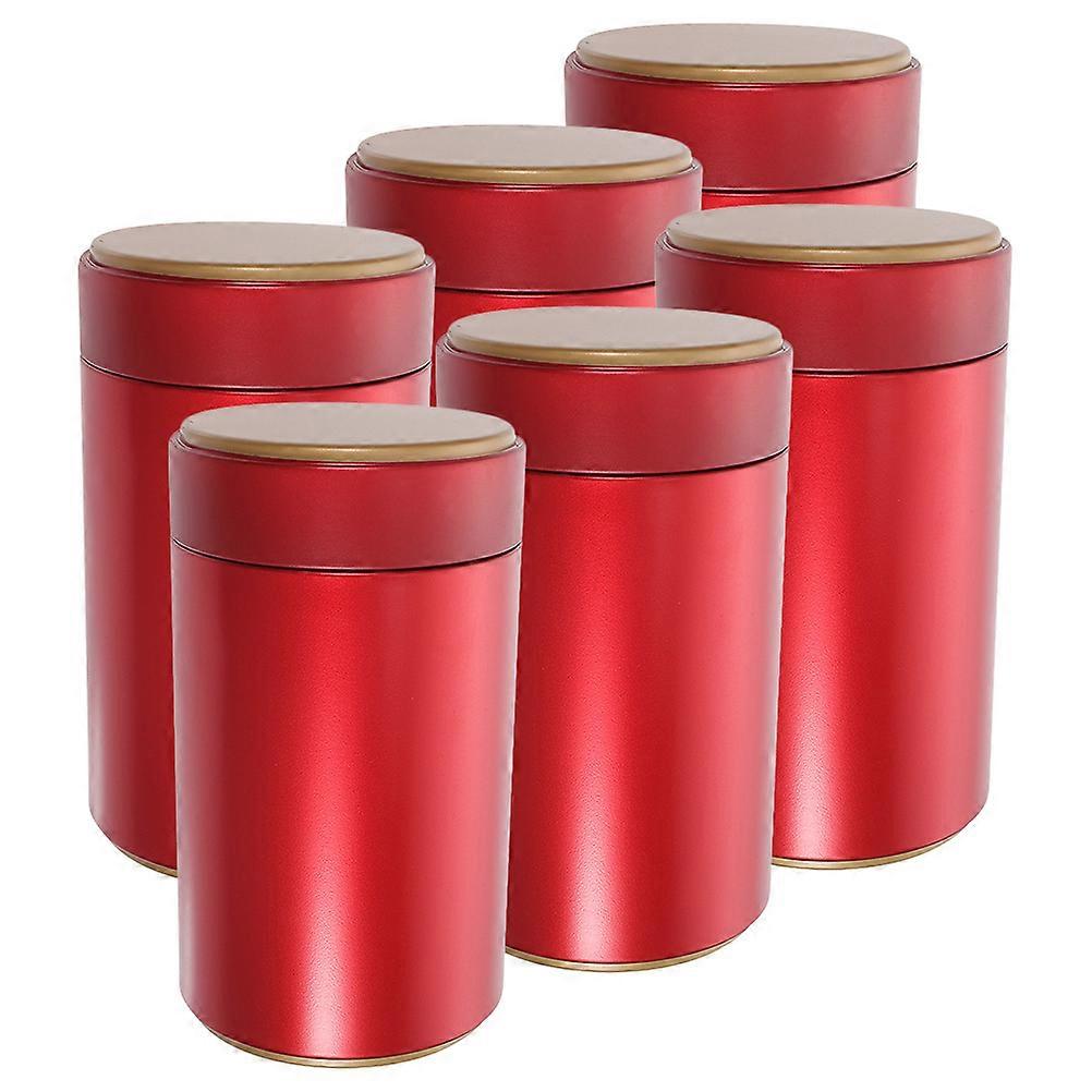6pcs Round Tinplate Jars Empty Containers Coffee Tea Candy Storage Containers