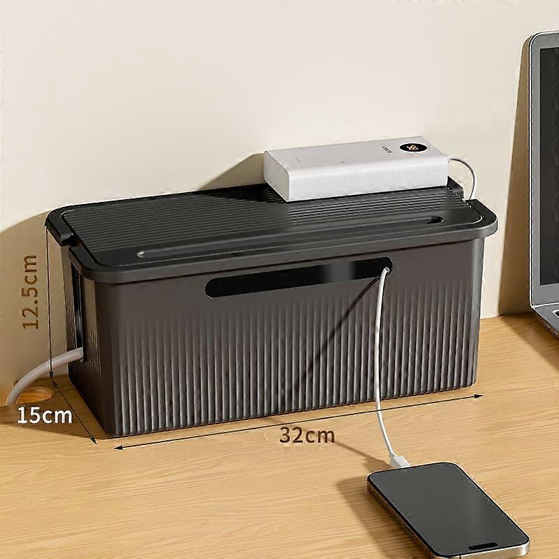 Cable Storage Box Desktop Charging Data Cable Storage Device Plug Socket Cable Management Device Black White Storage Organizer
