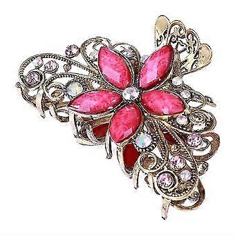 Hår Claw Clip Diamond Blommigt tryckt Vintage Hair Jaw Clips Hår Fånga Hår