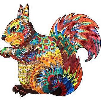 Einzigartige Holzpuzzles für Erwachsene Eichhörnchen Tierform Magisches Holzpuzzle Schwieriges unregelmäßiges Holzpuzzle mit Unikaten, 100 Teile, Sm