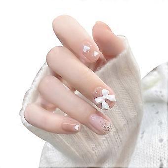 24pcs Liebe Herz Nagel Pflaster Schleifenkleber Typ Abnehmbare Short Paragraph Mode Maniküre Sparen Sie Zeit