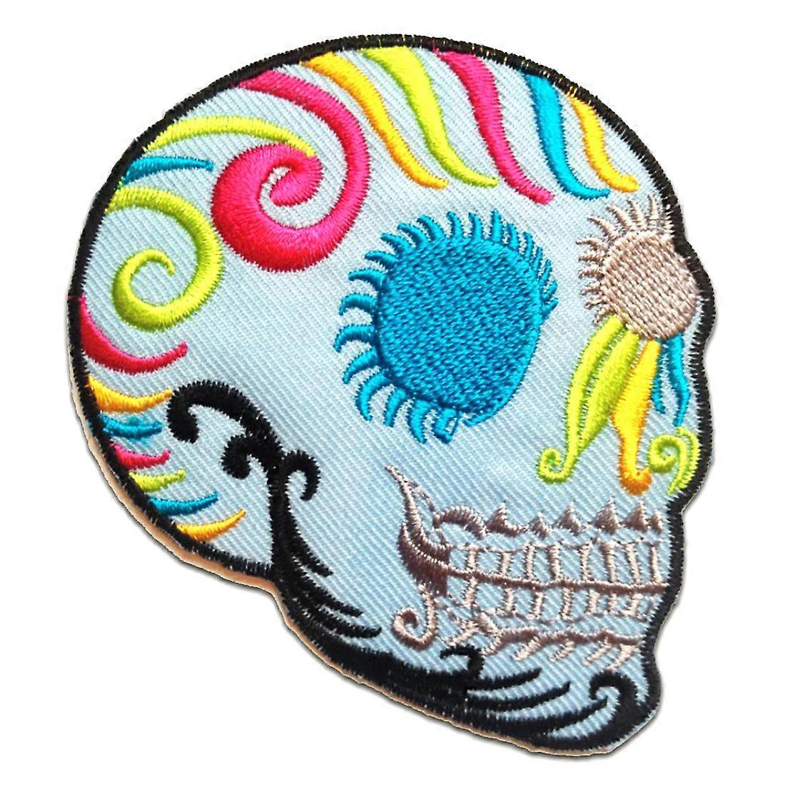 Patch / iron-on patch - skull modern skeleton - multiple colors selectable - 8.2 x 10 cm - patch