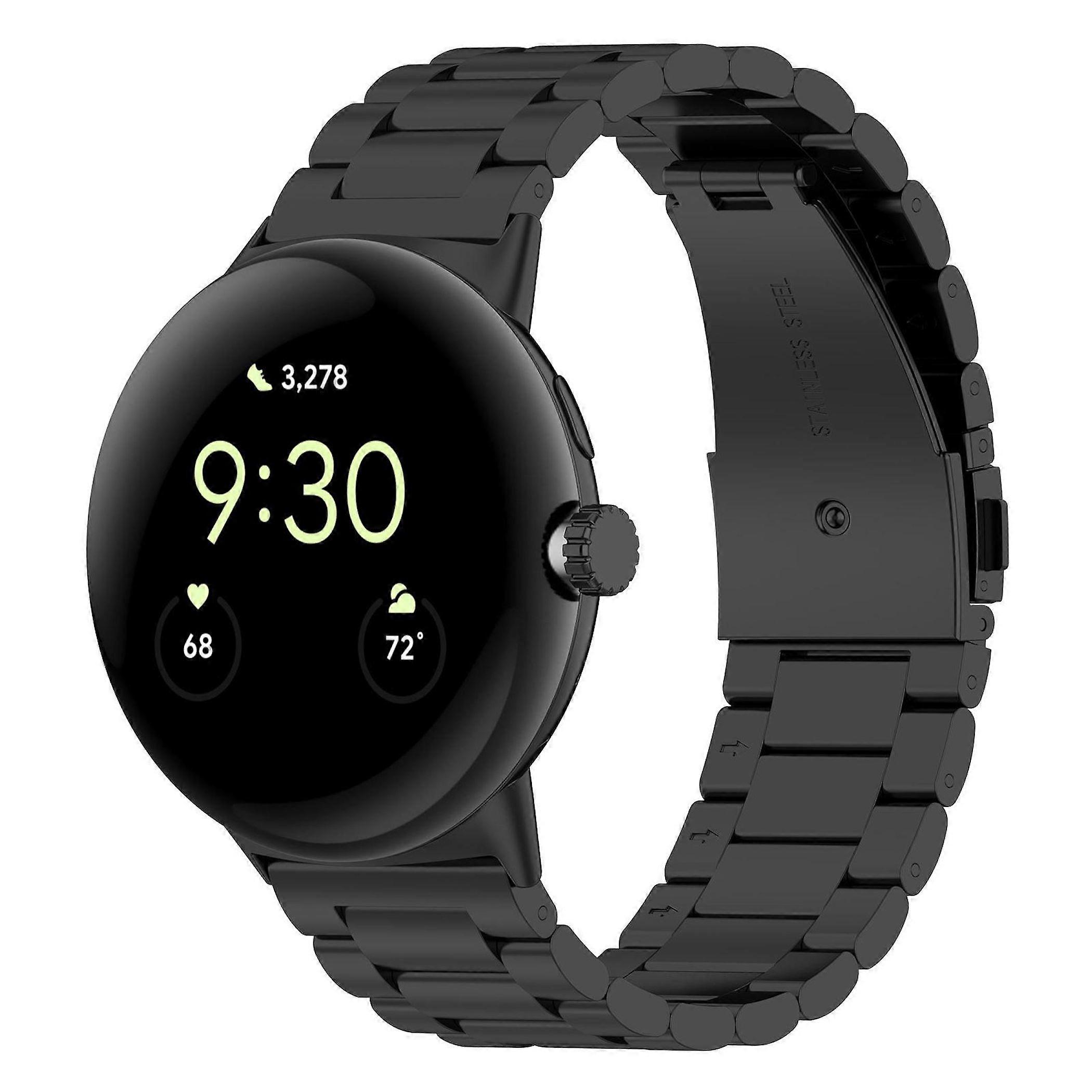 Stainless steel bracelet for Google Pixel Watch 4 / 3 / 2 / 1 41mm Three Beads Black