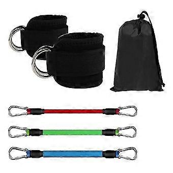 Elastic Belt Three(Including A Pair of Ankles)Leg Bounce Tension Rope Training with Elastic Rope Black Ankle Bands