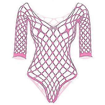 Female Lingerie Bikini Long Sleeve Body Suits Sexy Women Summer Big Mesh See Through Fishnet Bodysuits Plus Size