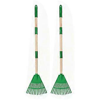 2 rastrelli per bambini con manico in legno - Rastrello da giardino in plastica leggera da 86 cm (34 pollici) compatibile con le foglie, attrezzi da giardino sicuri per i bambini