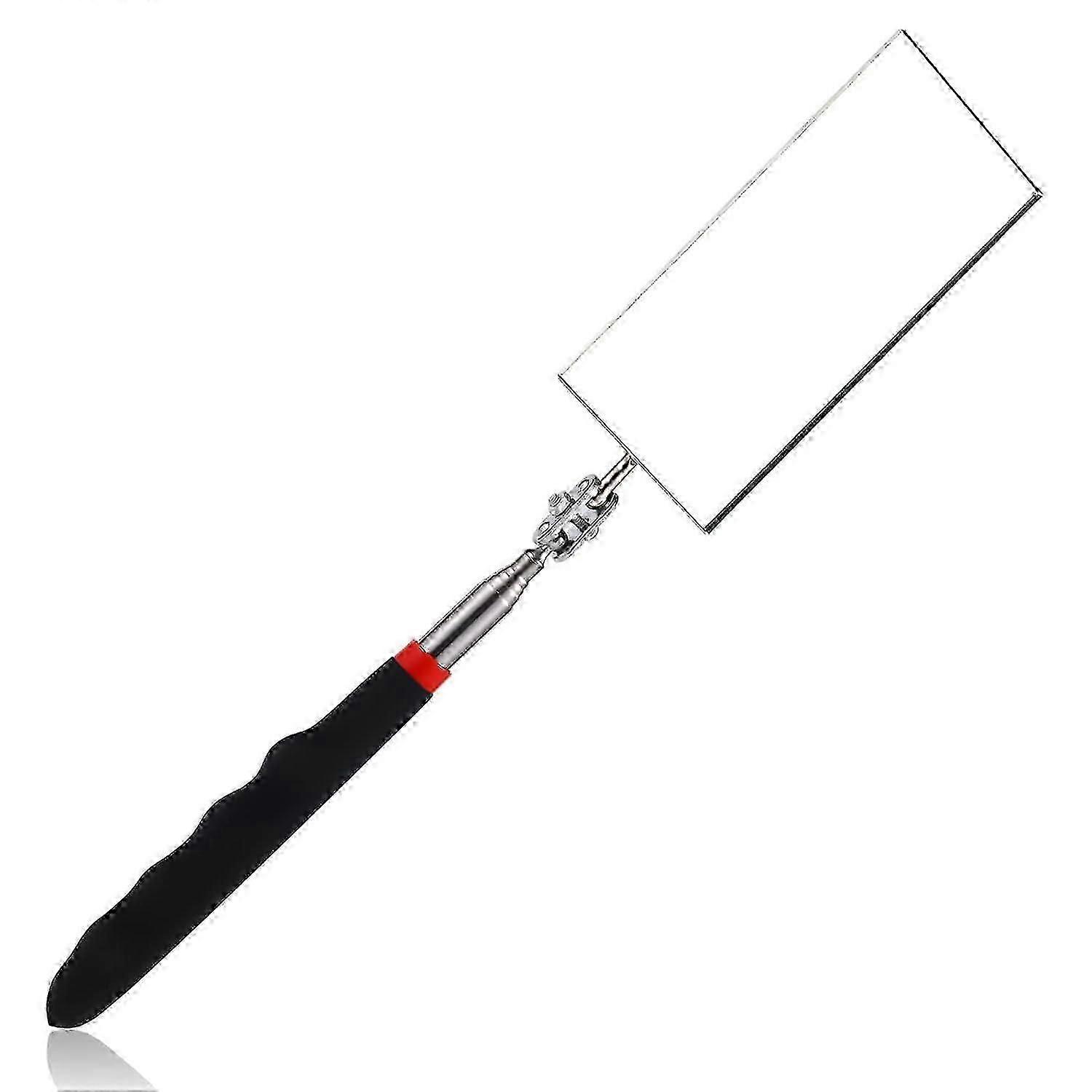 Telescoping Inspection Mirror - Rectangle Extendable Mechanics Mirror Tool with LED Light