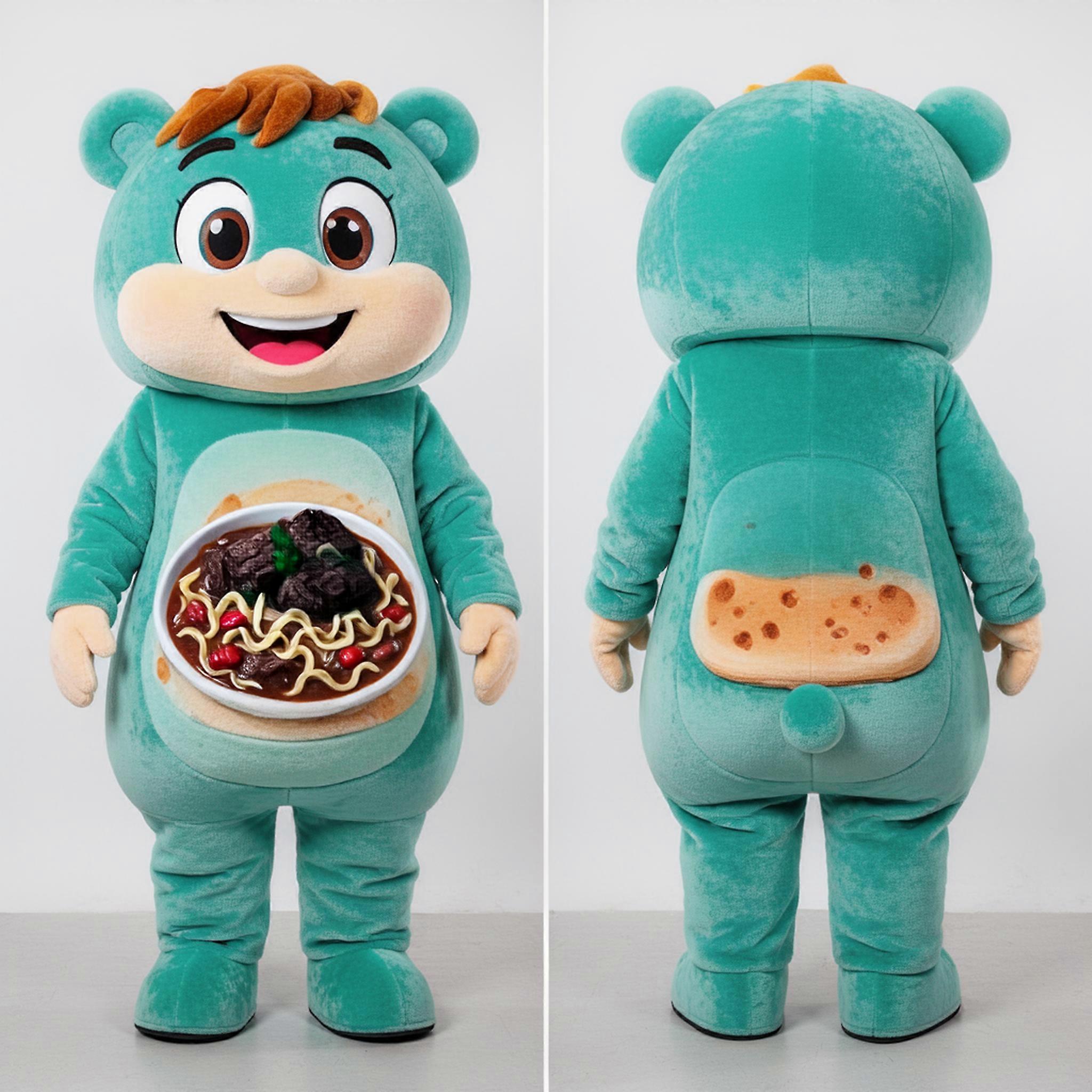 MASTICOT Teal Rounded Beef Stroganoff Mascot