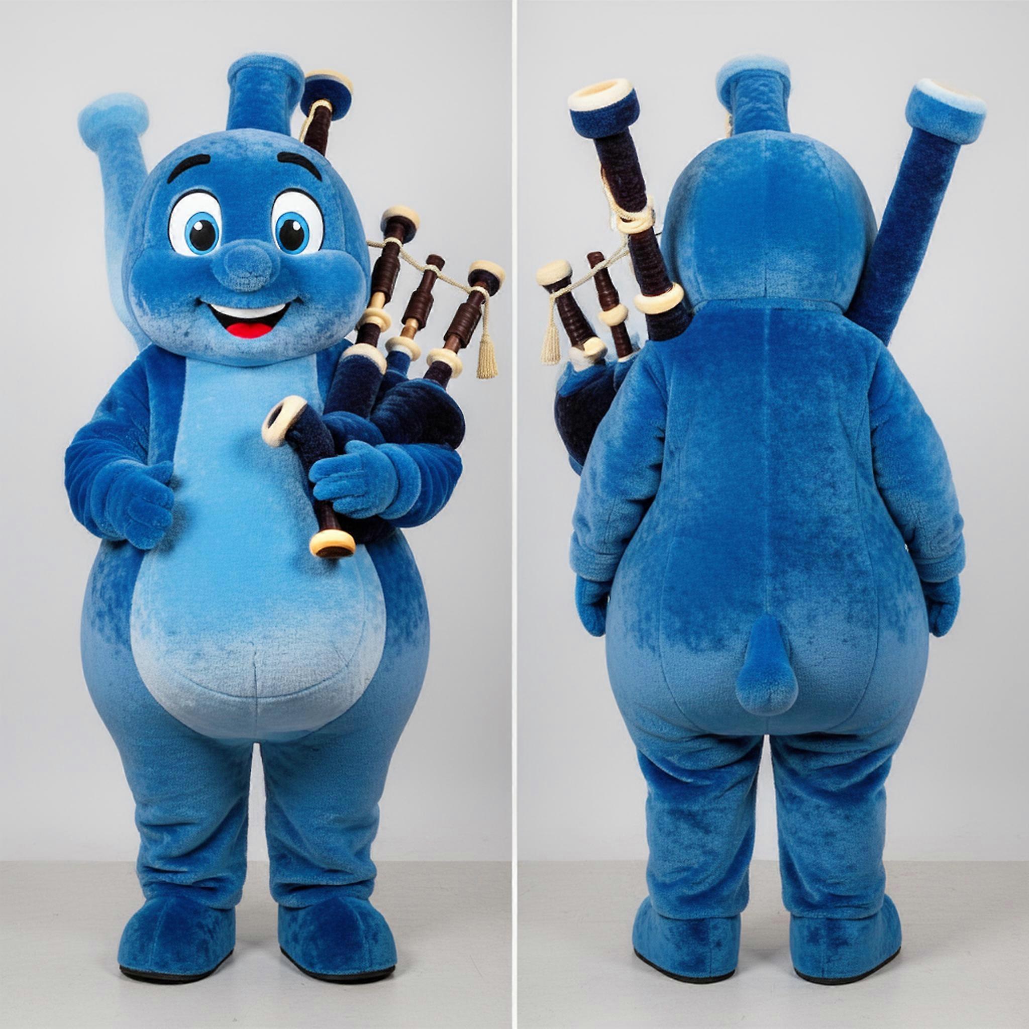 MASTICOT Velvety Blue Sheep Bagpipe Mascot