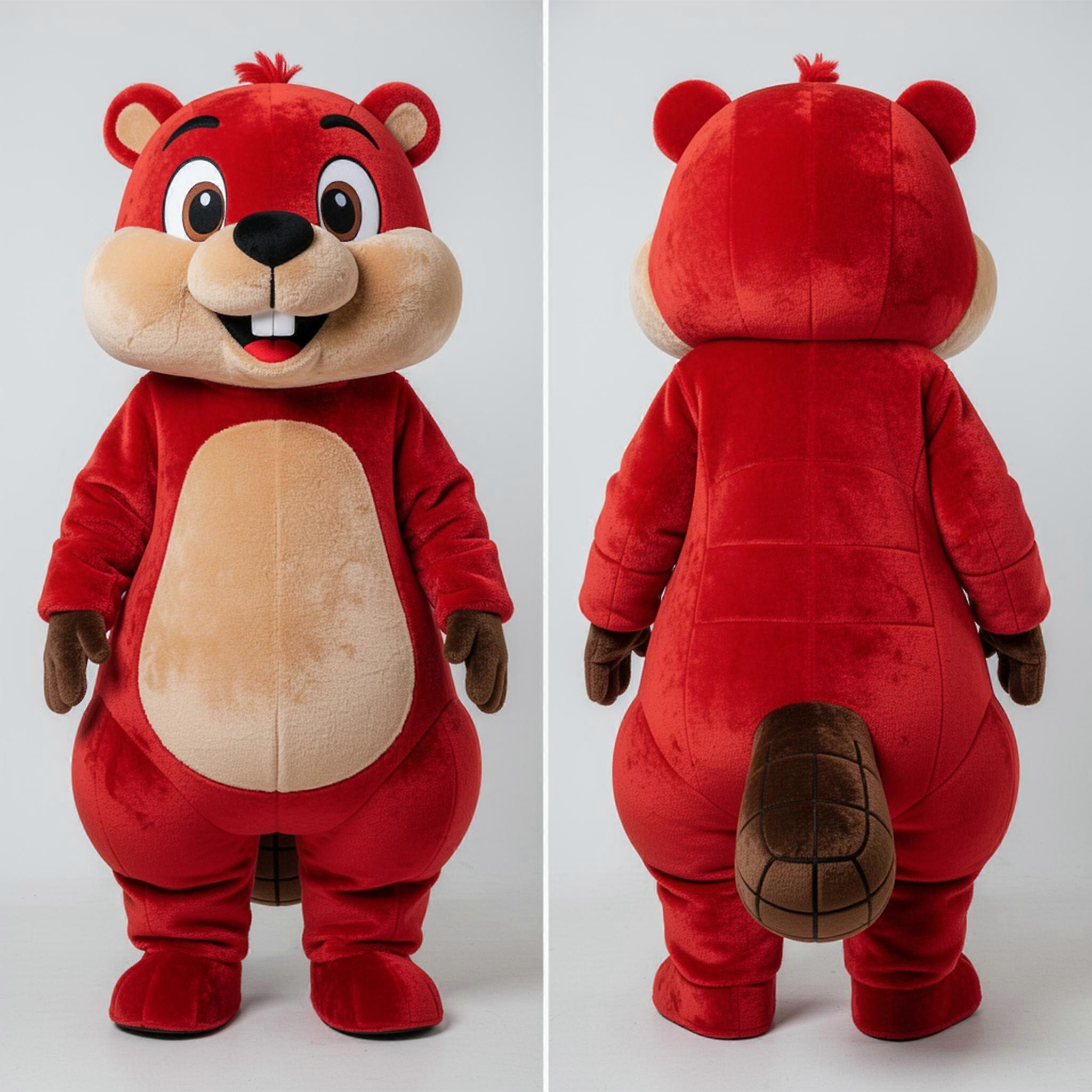 MASTICOT Crimson Cartoon Beaver Mascot