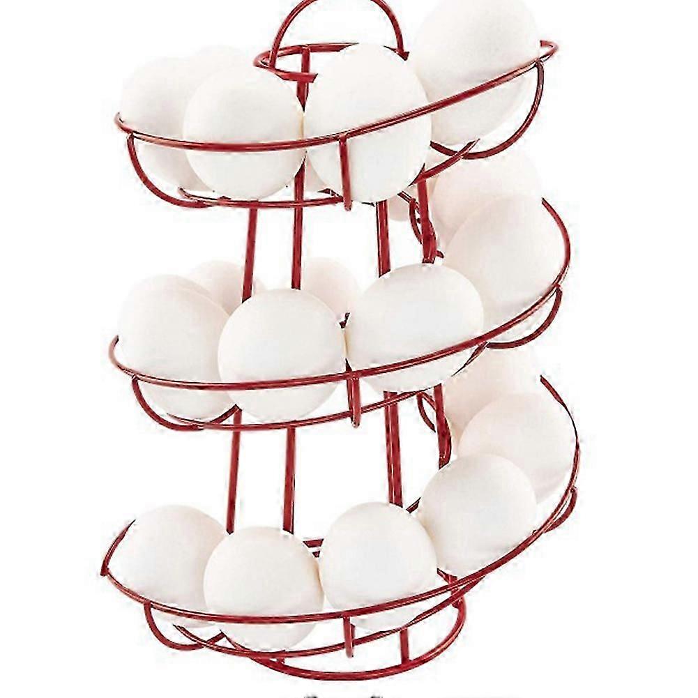 Kitchen Egg Rack, Spiral Egg Basket, Iron Practical Egg Storage Rack, Storage Rack Red