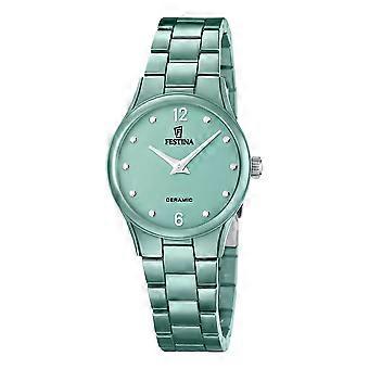 Festina Damenuhr, Salbeigrün, 30 mm, Keramik, Modell F20751-3