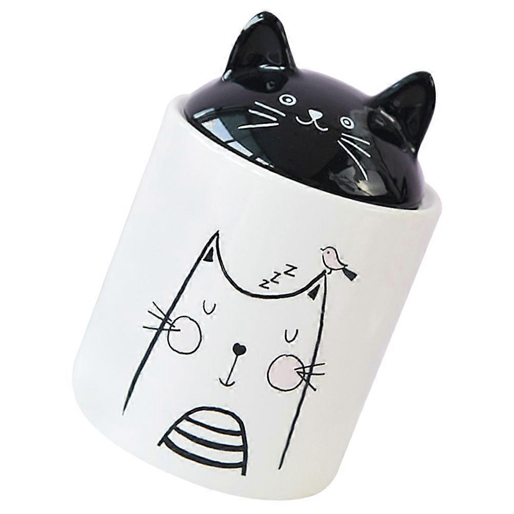 Multi-Functional Cat Ear Sealed Jar Ceramic Jar for Storage Assorted Colors