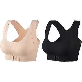 Plus Size Sports Bras for Women 2 Pack Racerback Running Yoga Bra Front Hook Seamless Wireless Push Up Full Coverage Bralette ooo