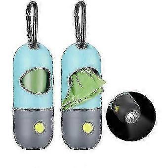 2 Pack Dog Poop Bag Holder Dispenser with LED Flashlight and 2 Rolls