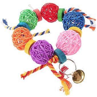Wooden Parrot Chewing Toy Bird Cage Biting Toy Hanging for Birds
